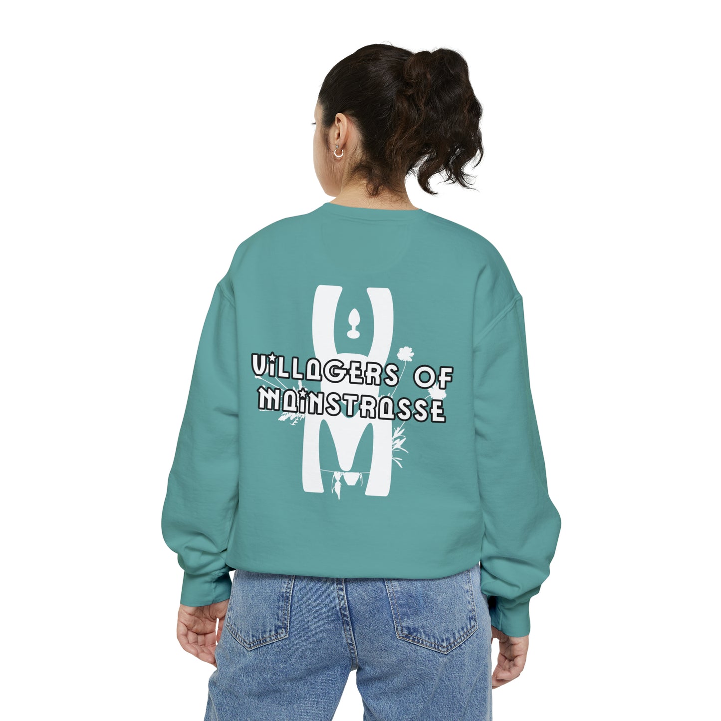 Unisex Comfort Colors Crewneck Sweatshirt | Villagers of Mainstrasse VOM Words w/ Sights