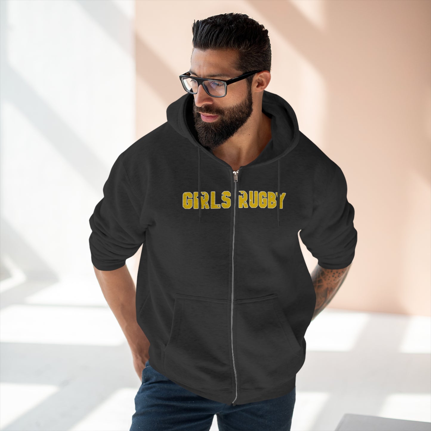 Unisex Premium Full Zip Hoodie | Cincinnati Girls Rugby Logo Color