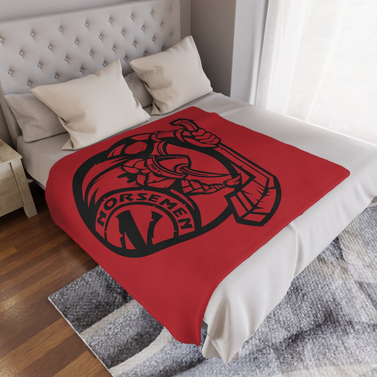 Minky Blanket Red | Norsemen Hockey Black Logo