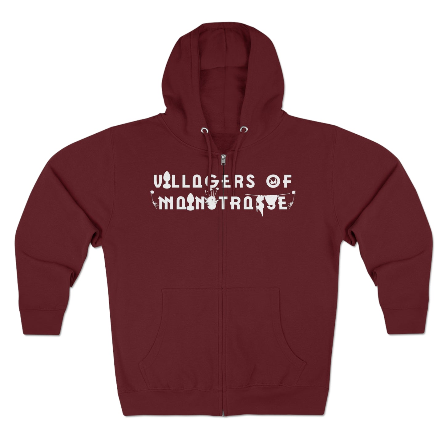 Unisex Premium Full Zip Hoodie | Villagers of Mainstrasse VOM Words w/ Sights