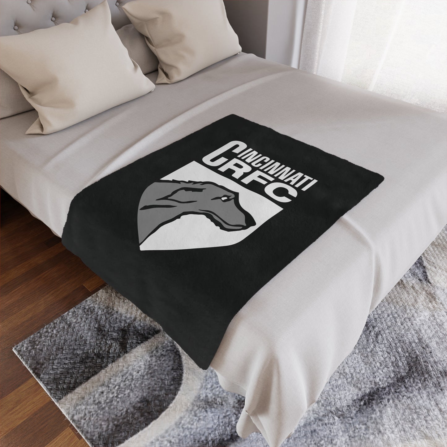 Minky Blanket Black | CRFC Wolfhounds White Crest
