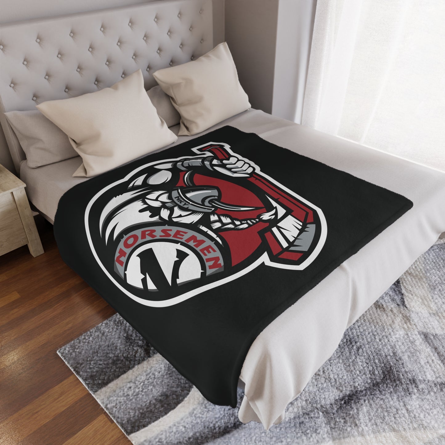 Minky Blanket Black | Norsemen Hockey Logo