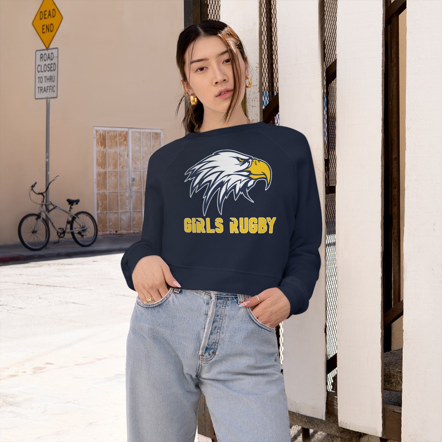 Women's Cropped Fleece Pullover | Cincinnati Girls Rugby Logo Color