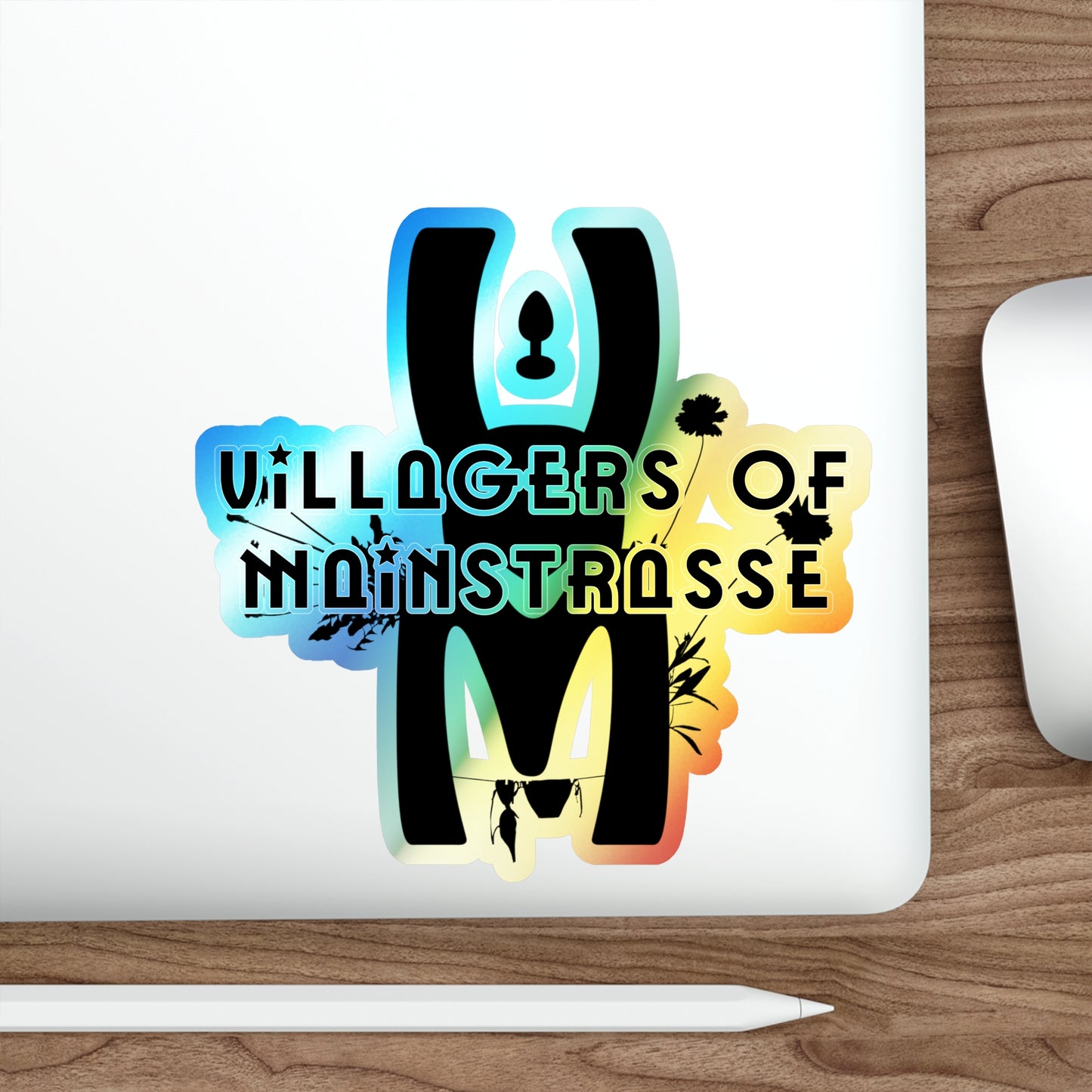 Holographic Die-cut Sticker | Villagers of Mainstrasse VOM Words w/ Sights