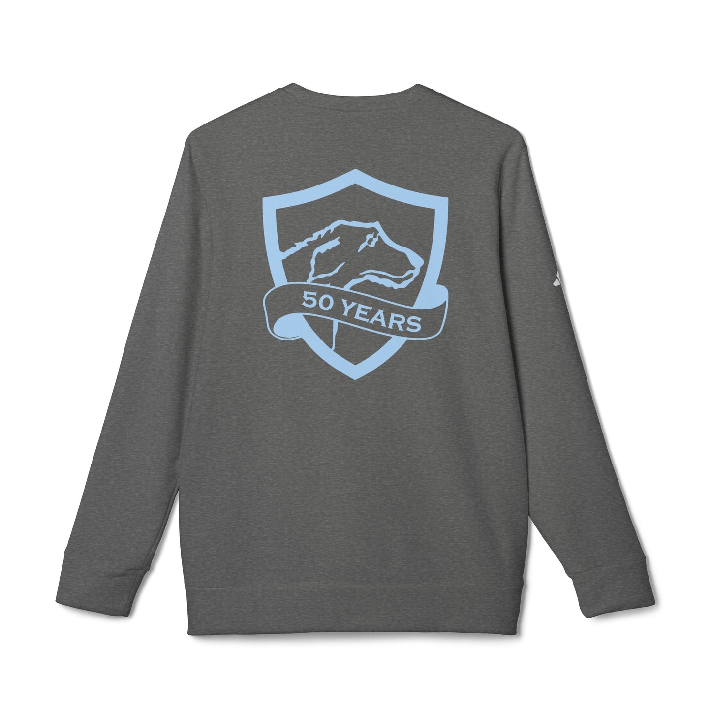 adidas® Unisex Fleece Crewneck Sweatshirt | CRFC Wolfhounds 50th Banner Blue