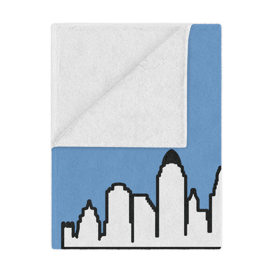 Minky Blanket Blue | CRFC Wolfhounds Cityscape White