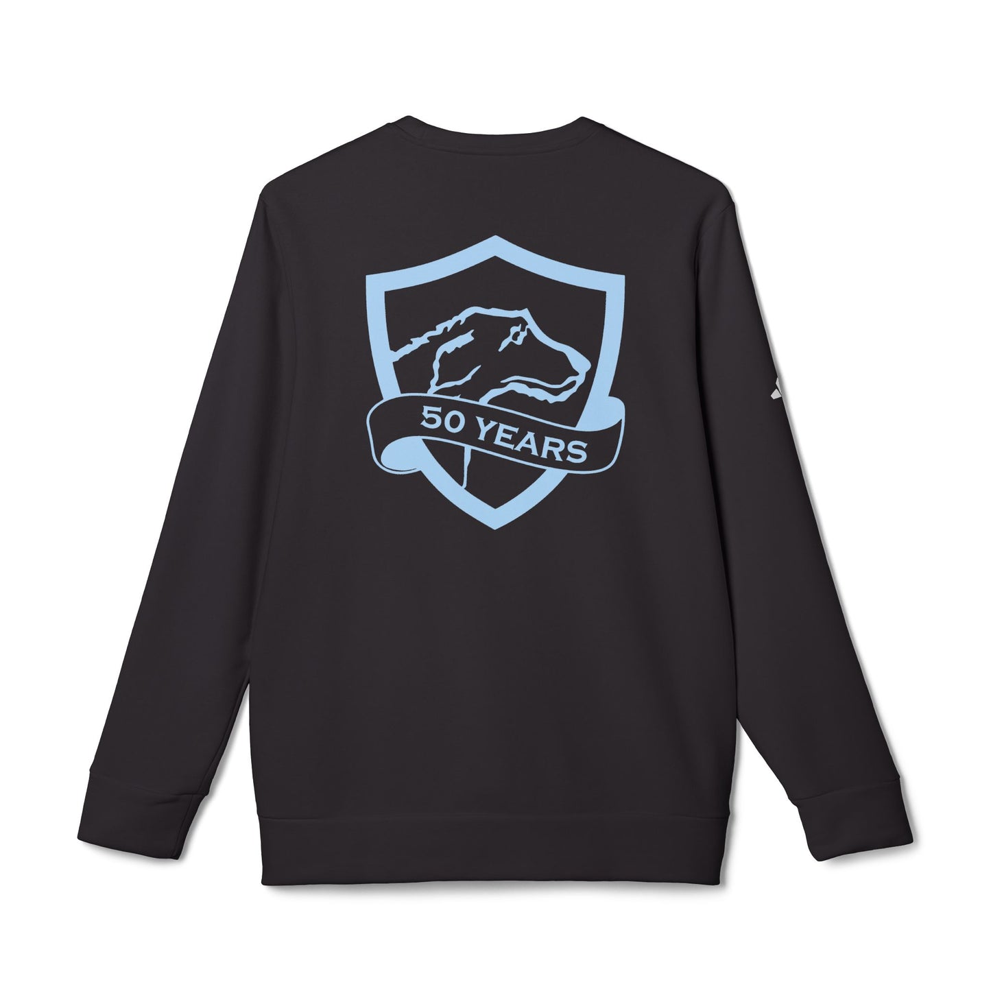 adidas® Unisex Fleece Crewneck Sweatshirt | CRFC Wolfhounds 50th Banner Blue