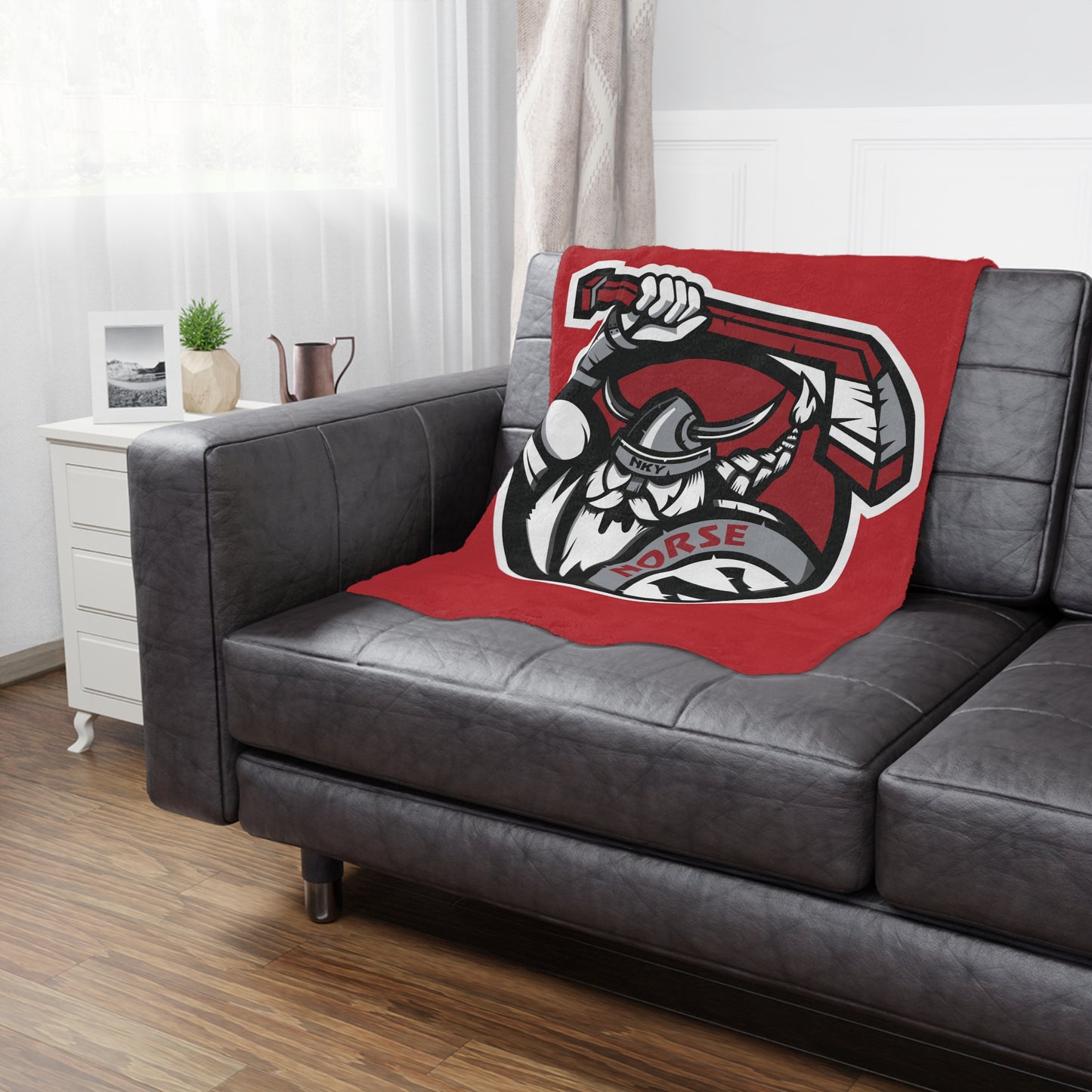 Minky Blanket Red | Norse Hockey Logo