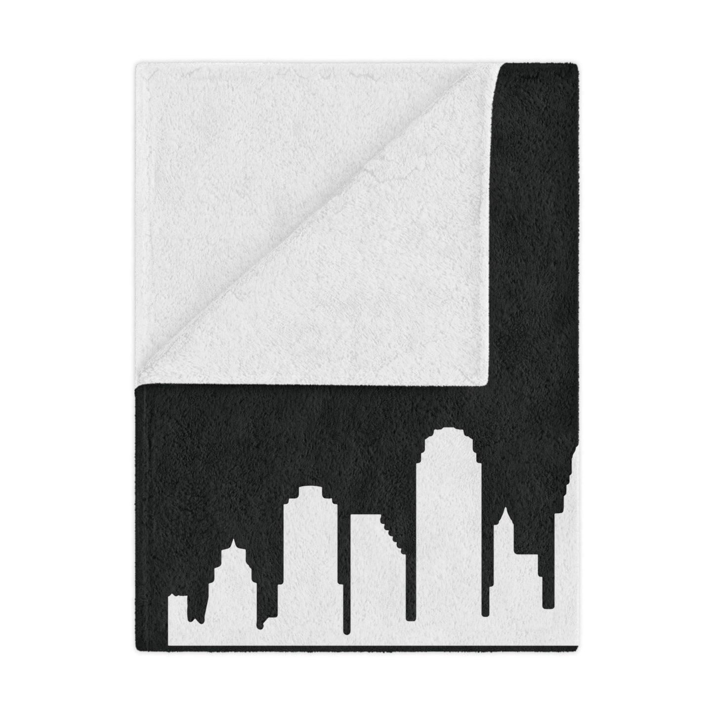 Minky Blanket Black | CRFC Wolfhounds Cityscape White