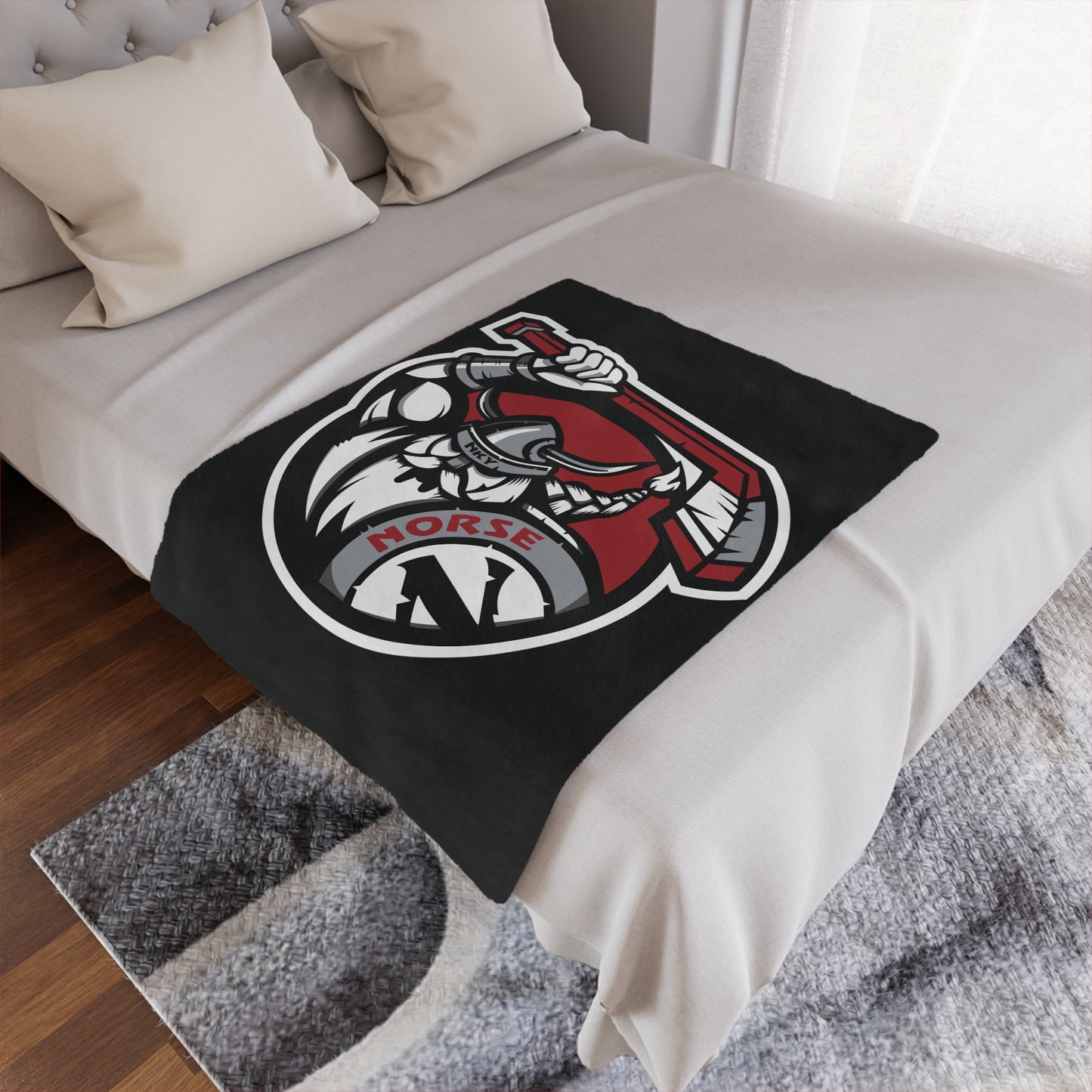 Minky Blanket Black | Norse Hockey Logo