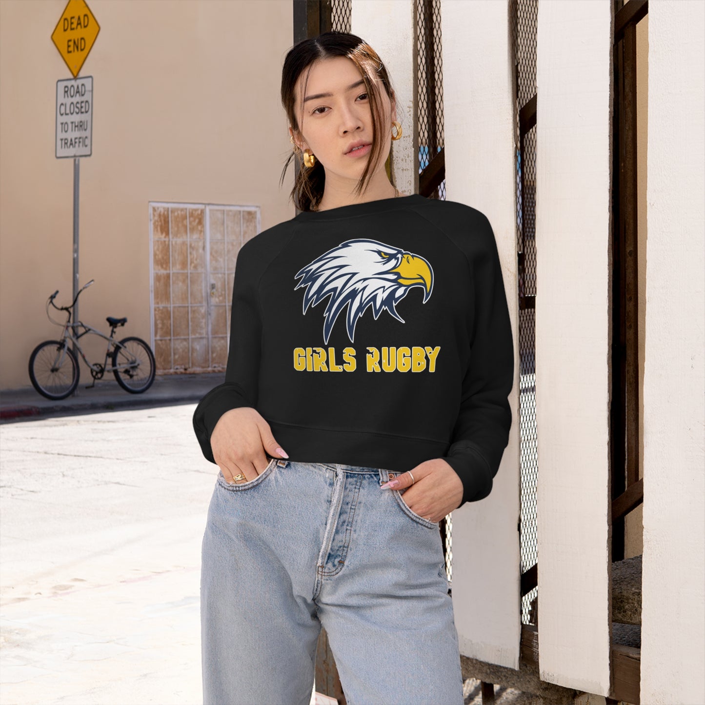 Women's Cropped Fleece Pullover | Cincinnati Girls Rugby Logo Color
