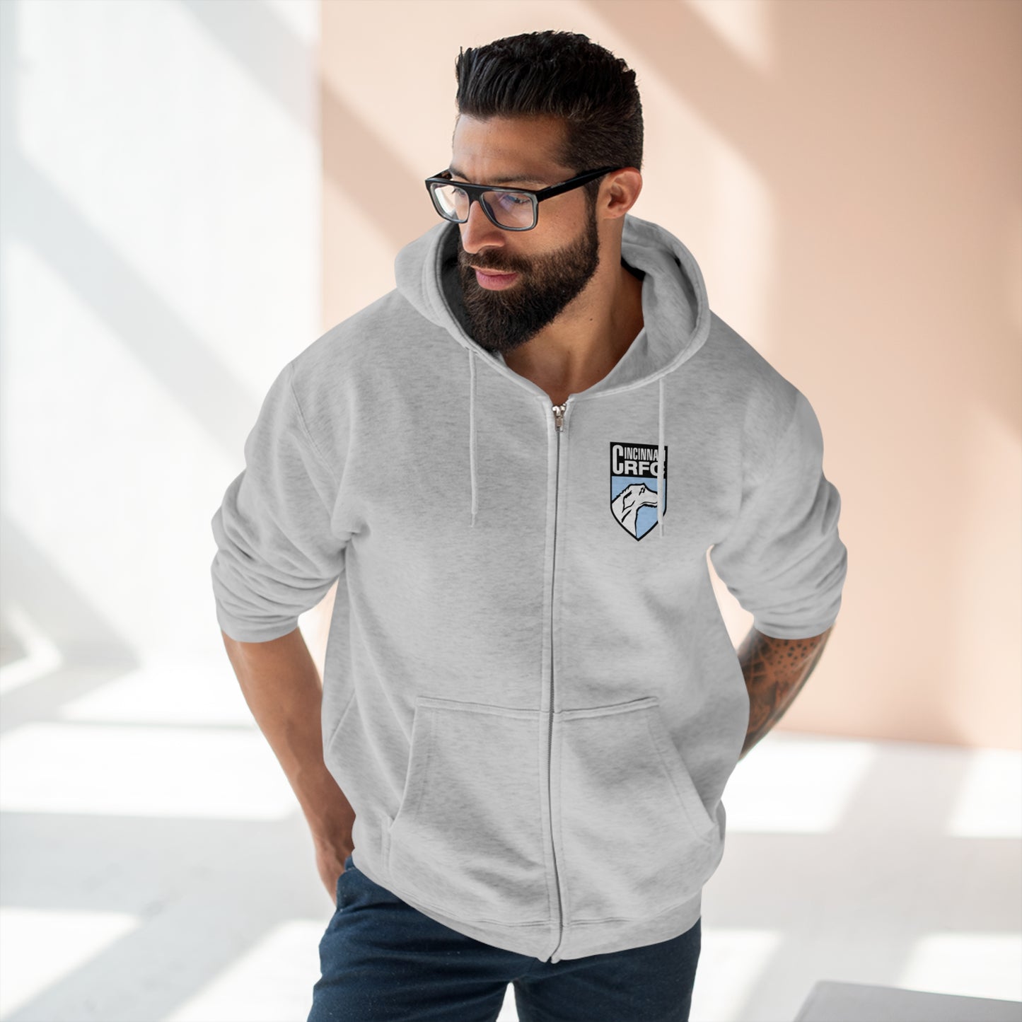 Unisex Premium Full Zip Hoodie | CRFC Wolfhounds Blue Crest