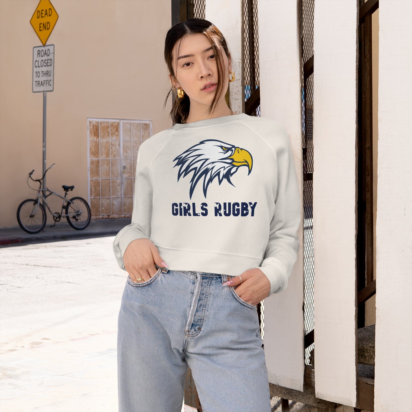 Women's Cropped Fleece Pullover | Cincinnati Girls Rugby Logo Color