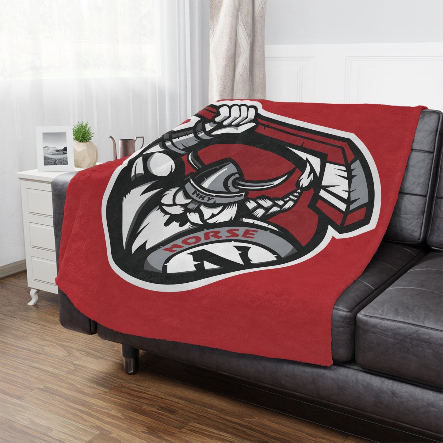 Minky Blanket Red | Norse Hockey Logo