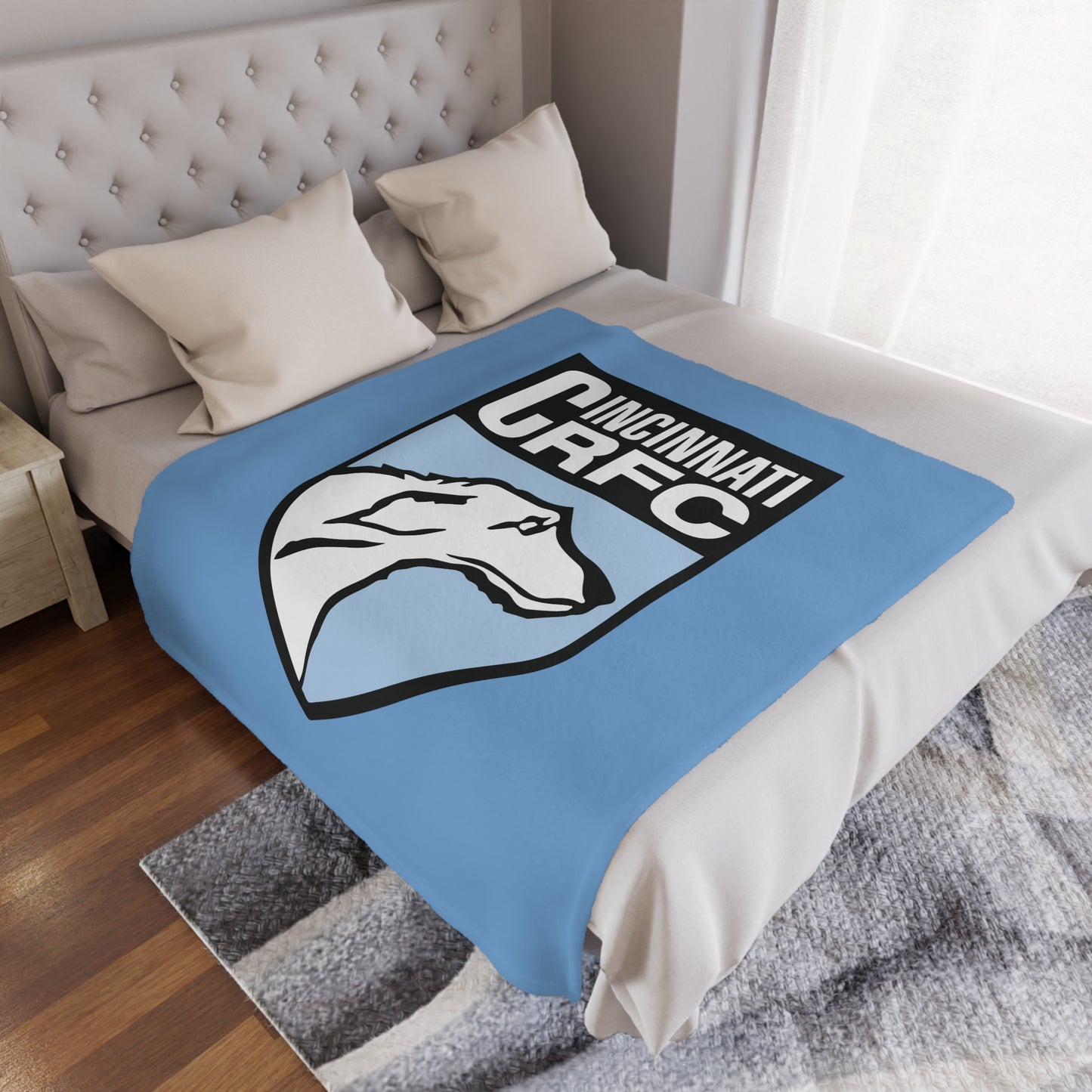 Minky Blanket Black | CRFC Wolfhounds Blue Crest