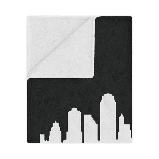 Minky Blanket Black | CRFC Wolfhounds Cityscape White