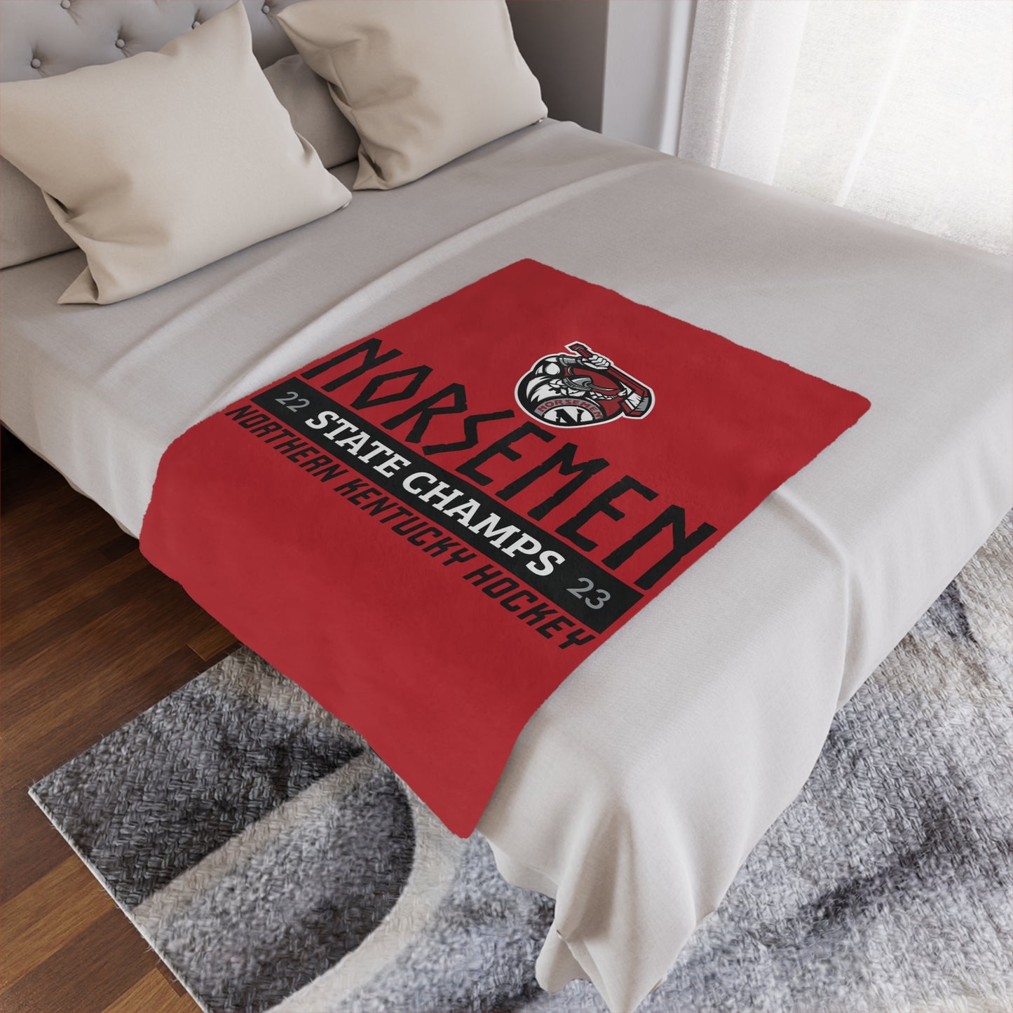 Minky Blanket Red | Norsemen Hockey State Champs