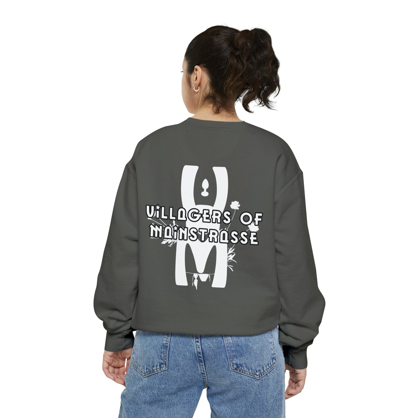 Unisex Comfort Colors Crewneck Sweatshirt | Villagers of Mainstrasse VOM Words w/ Sights