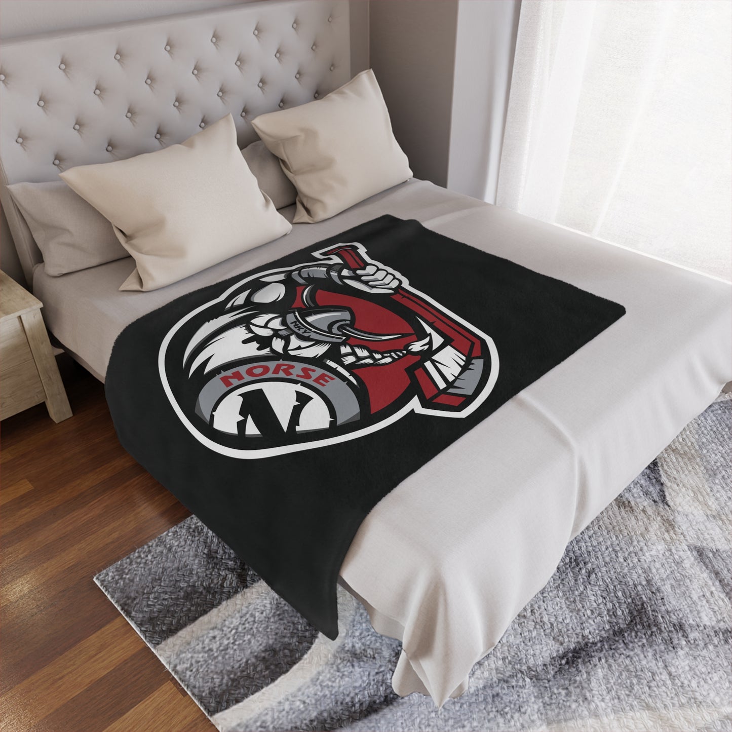 Minky Blanket Black | Norse Hockey Logo