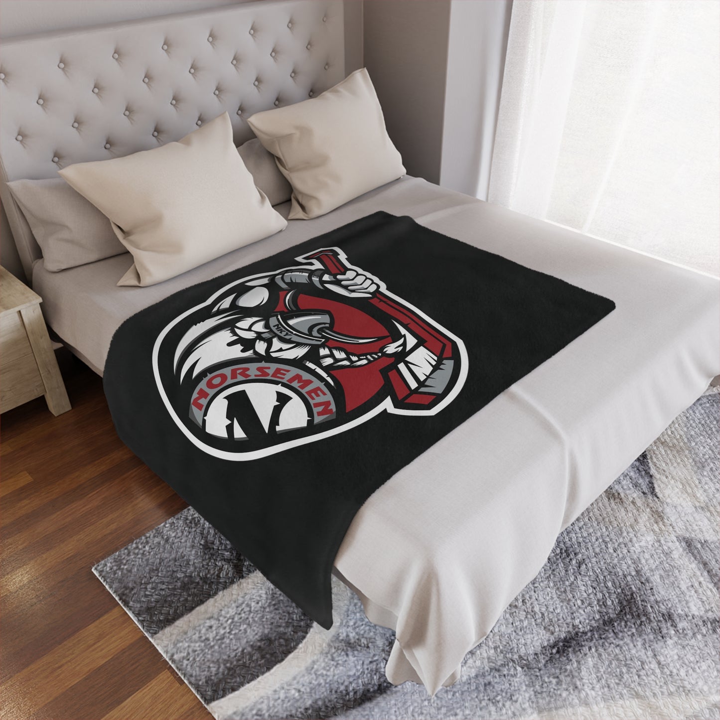 Minky Blanket Black | Norsemen Hockey Logo