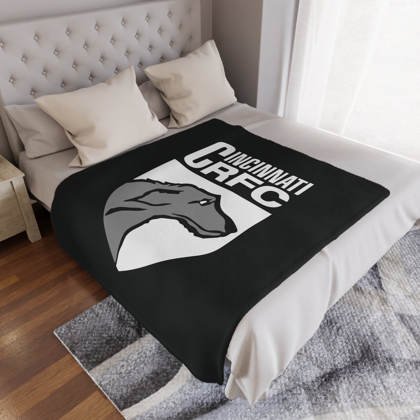 Minky Blanket Black | CRFC Wolfhounds White Crest