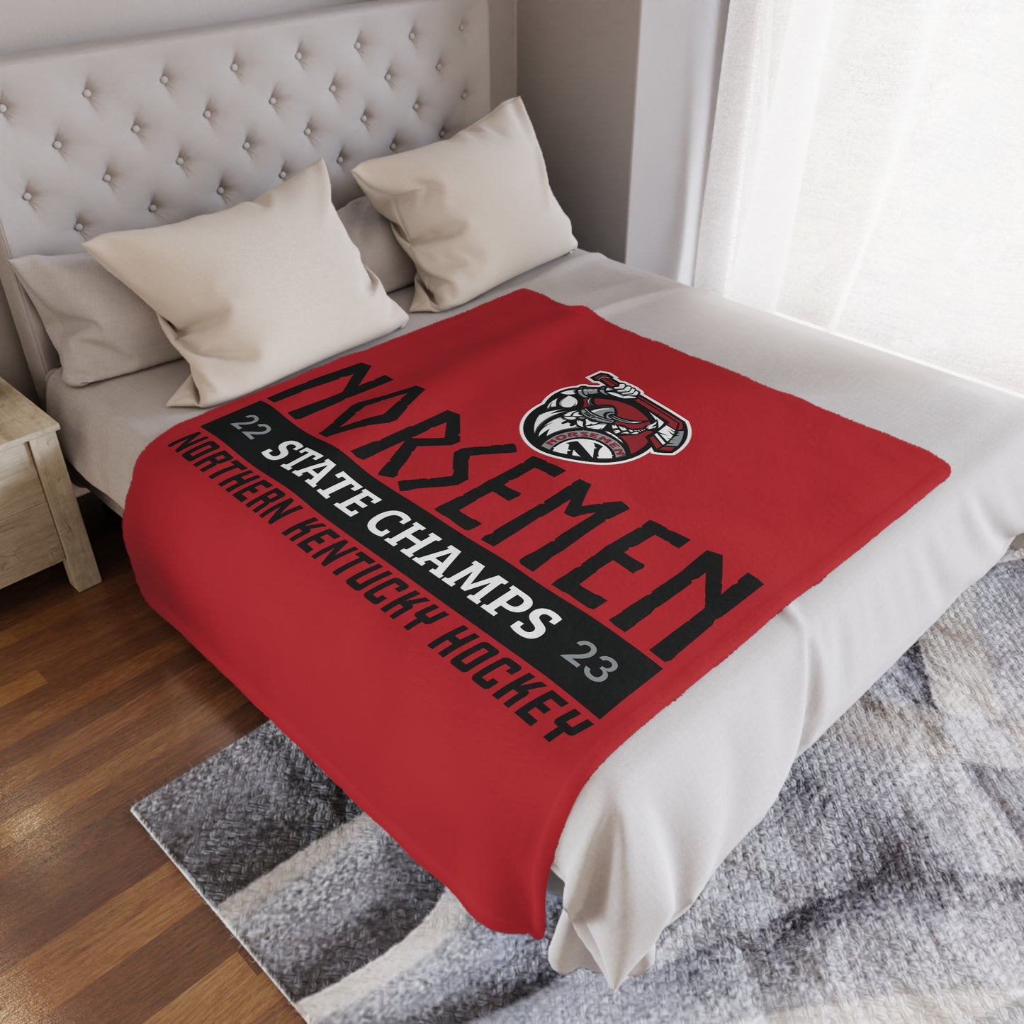 Minky Blanket Red | Norsemen Hockey State Champs