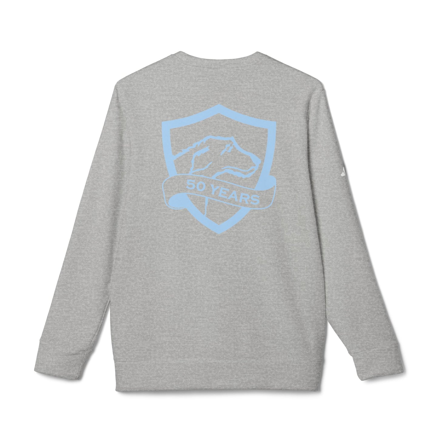 adidas® Unisex Fleece Crewneck Sweatshirt | CRFC Wolfhounds 50th Banner Blue