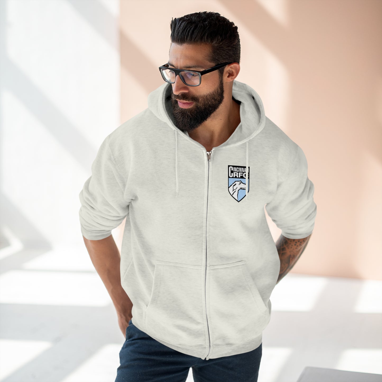 Unisex Premium Full Zip Hoodie | CRFC Wolfhounds Blue Crest