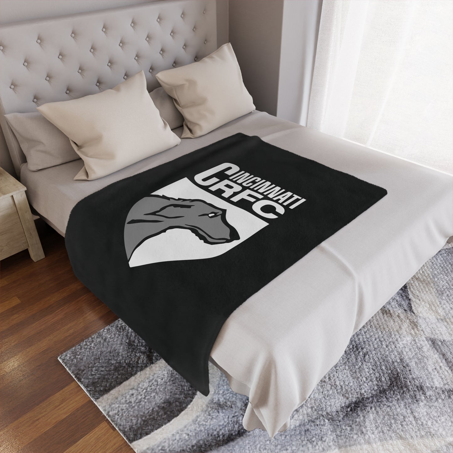 Minky Blanket Black | CRFC Wolfhounds White Crest