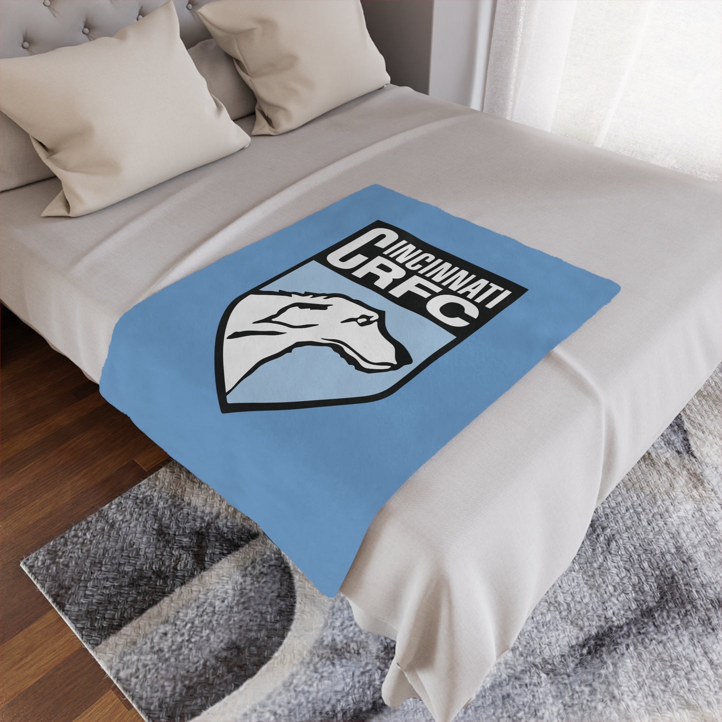 Minky Blanket Black | CRFC Wolfhounds Blue Crest