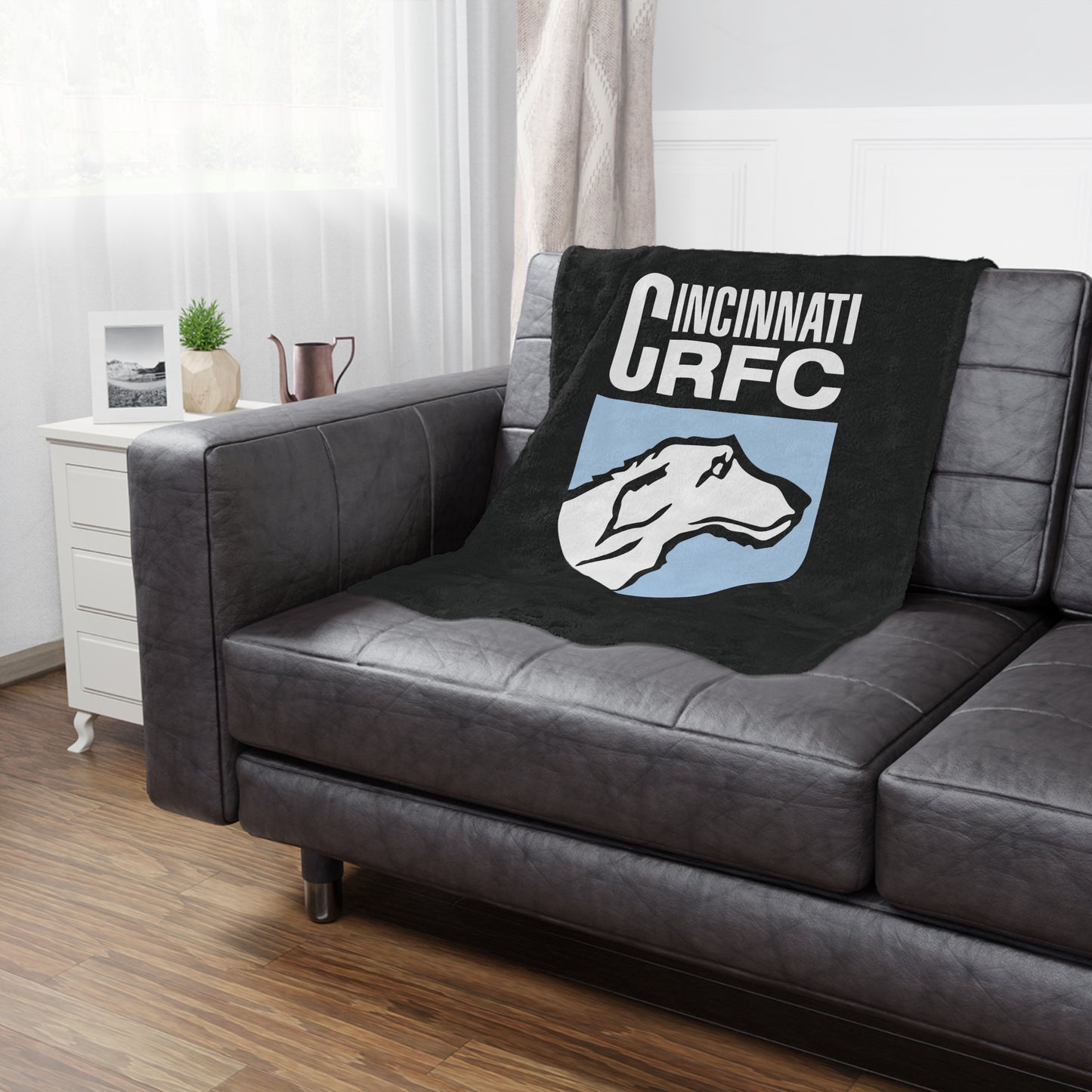 Minky Blanket Black | CRFC Wolfhounds Blue Crest