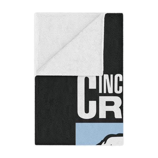 Minky Blanket Black | CRFC Wolfhounds Blue Crest