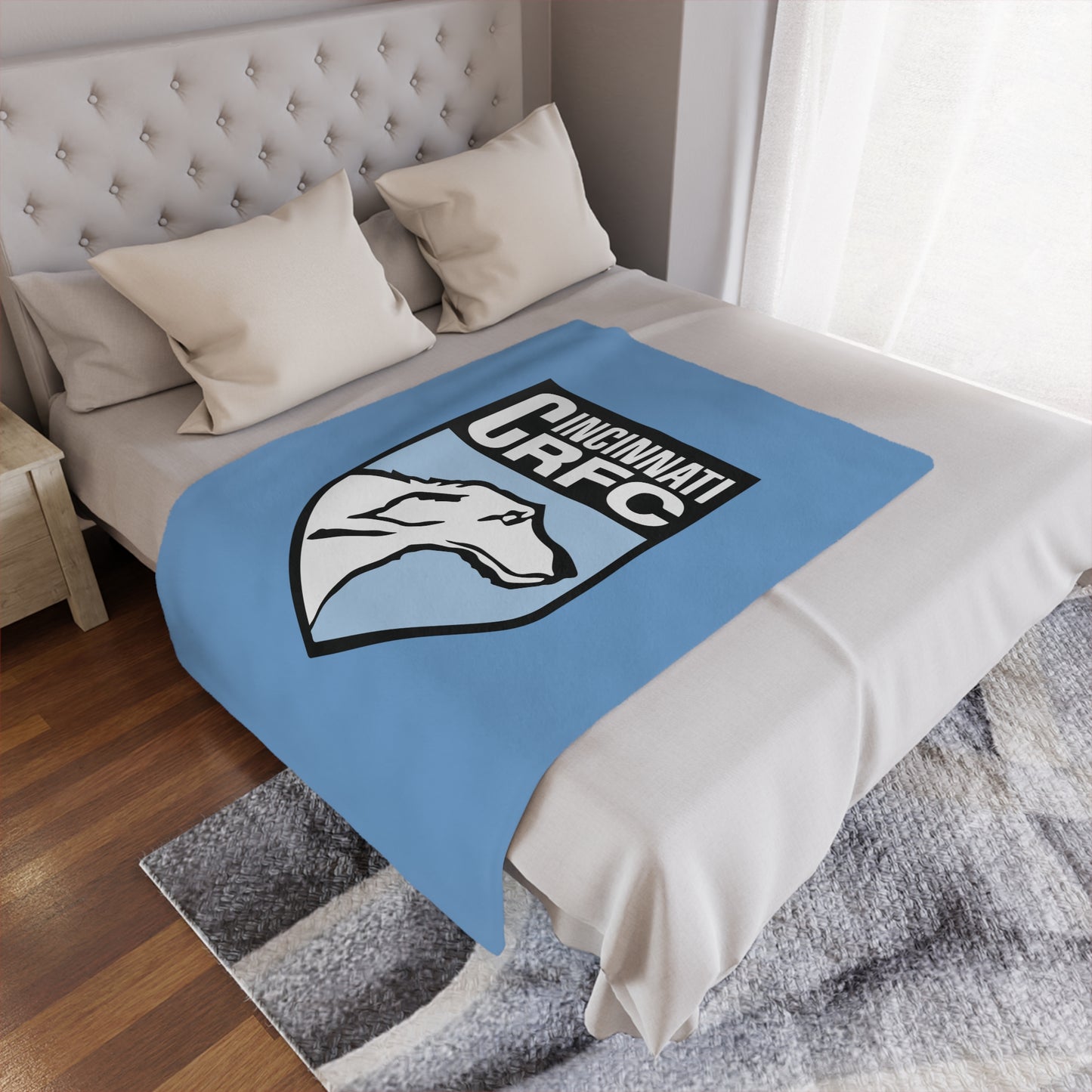 Minky Blanket Black | CRFC Wolfhounds Blue Crest