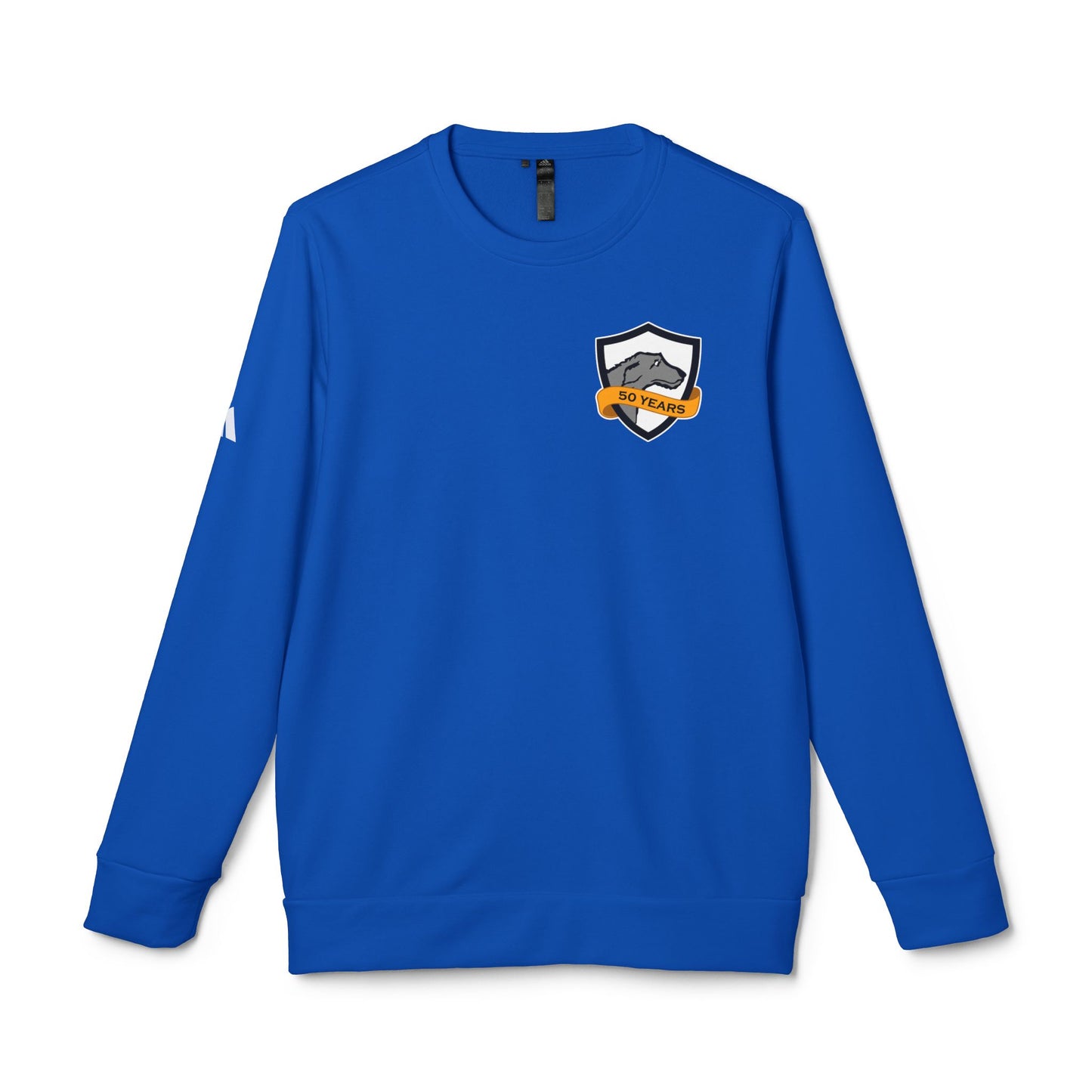 adidas® Unisex Fleece Crewneck Sweatshirt | CRFC Wolfhounds 50th Banner Blue