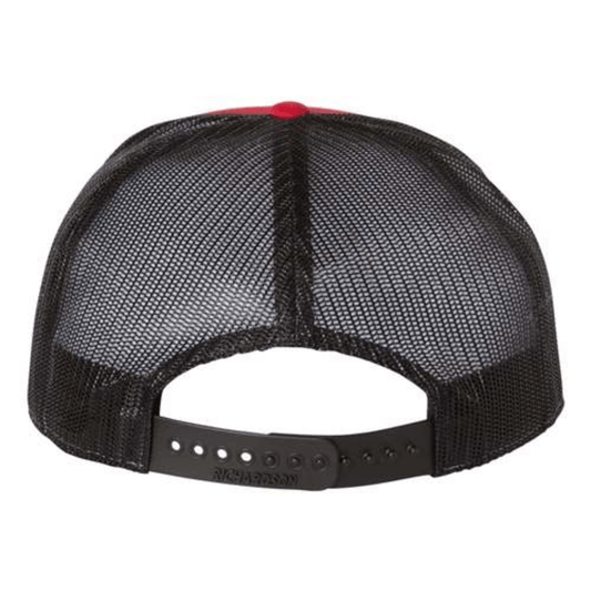 Embroidered Richardson 168 7-Panel Trucker Hat RedBlack | Norse Hockey Letters