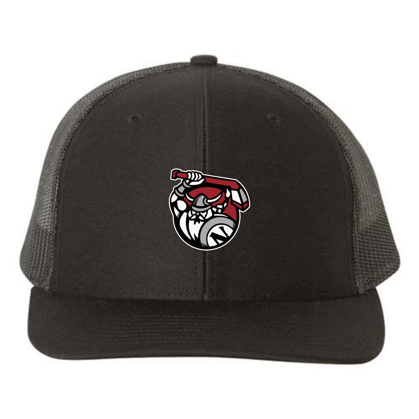 Embroidered Richardson 112 Snapback Trucker Hat Black | Norse Hockey Logo