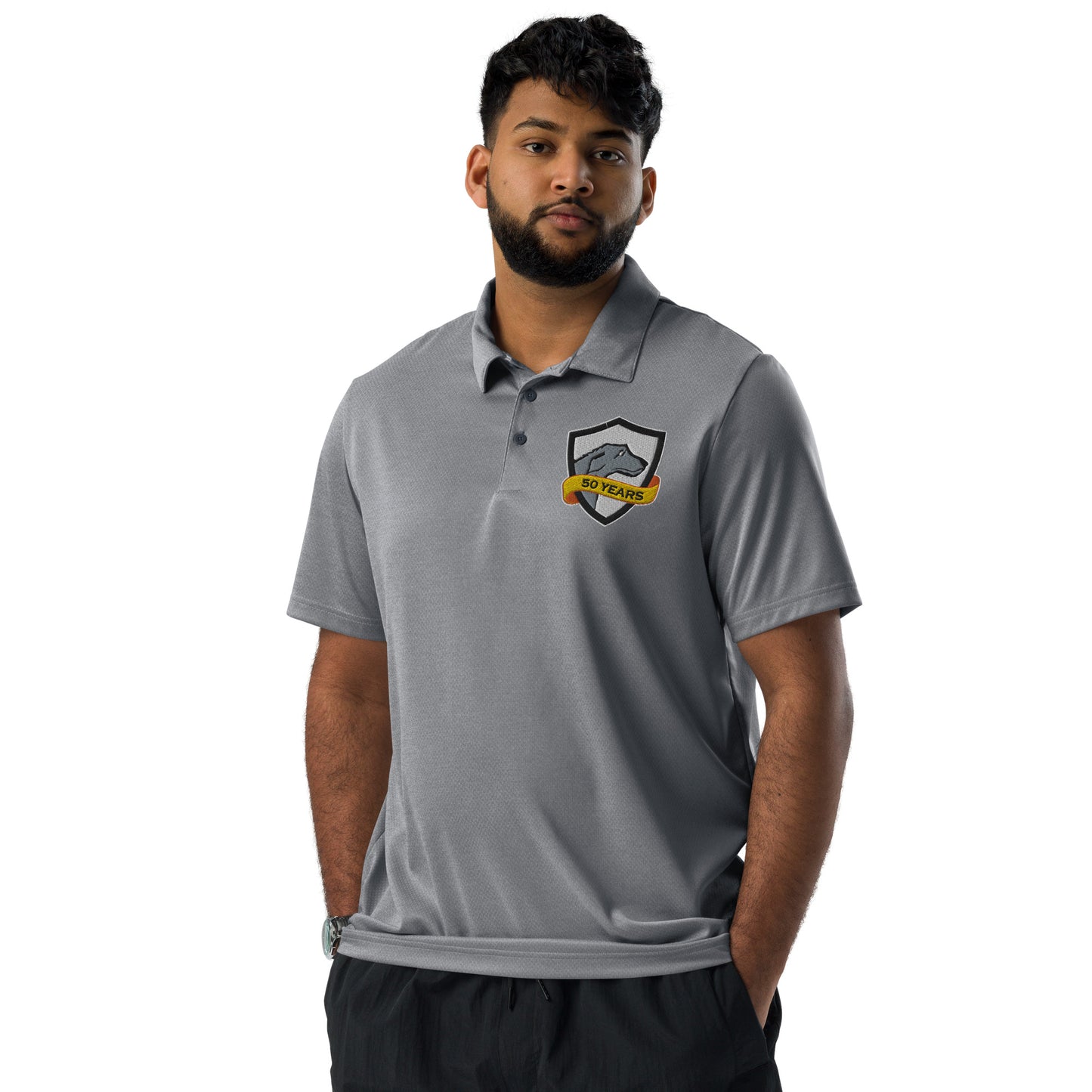 adidas® Space-Dyed ECO Embroidered Polo | CRFC Wolfhounds 50th Banner