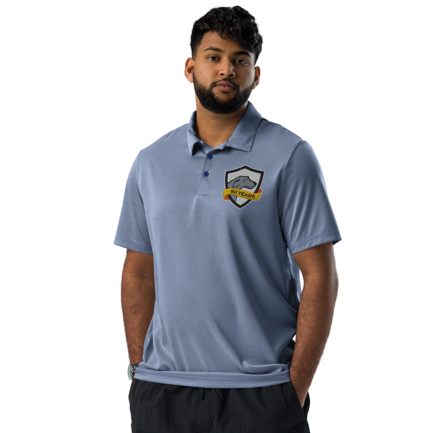 adidas® Space-Dyed ECO Embroidered Polo | CRFC Wolfhounds 50th Banner