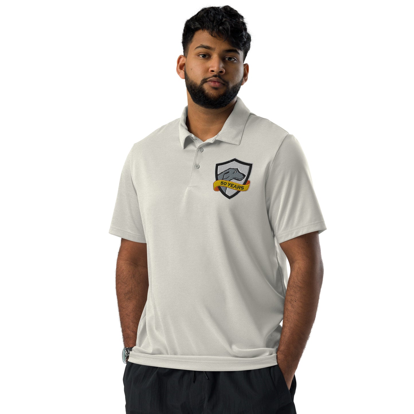 adidas® Space-Dyed ECO Embroidered Polo | CRFC Wolfhounds 50th Banner