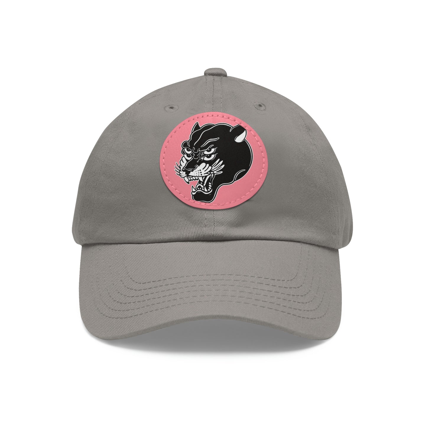 Dad Hat with Leather Round Patch | Mothers Tattoo Double Panther Logo by Brendan Houston (IG: @ohbhave)