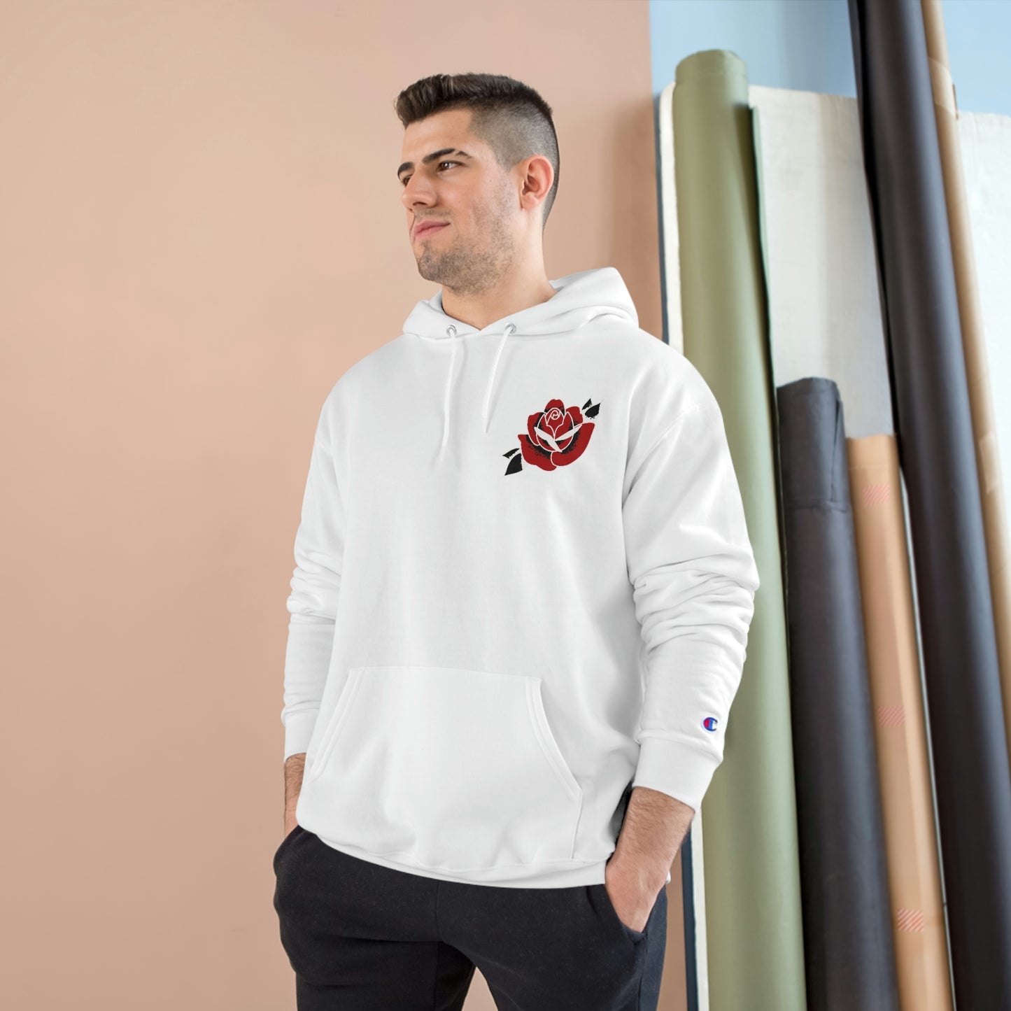 Unisex Champion Hoodie | Gypsy's Red Rose Gypsy Lady (by @ryseart)