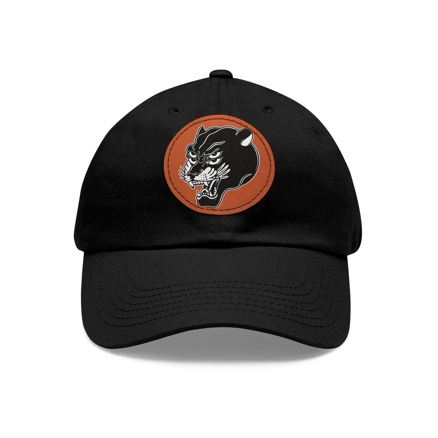 Dad Hat with Leather Round Patch | Mothers Tattoo Double Panther Logo by Brendan Houston (IG: @ohbhave)
