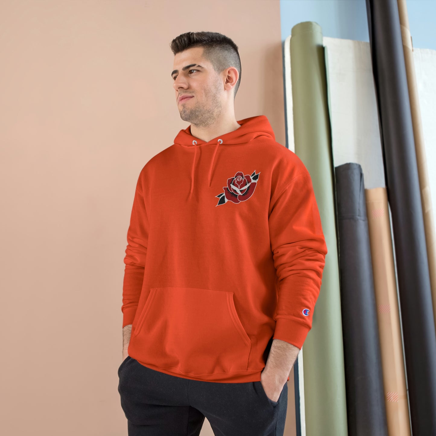 Unisex Champion Hoodie | Gypsy's Red Rose Gypsy Lady (by @ryseart)