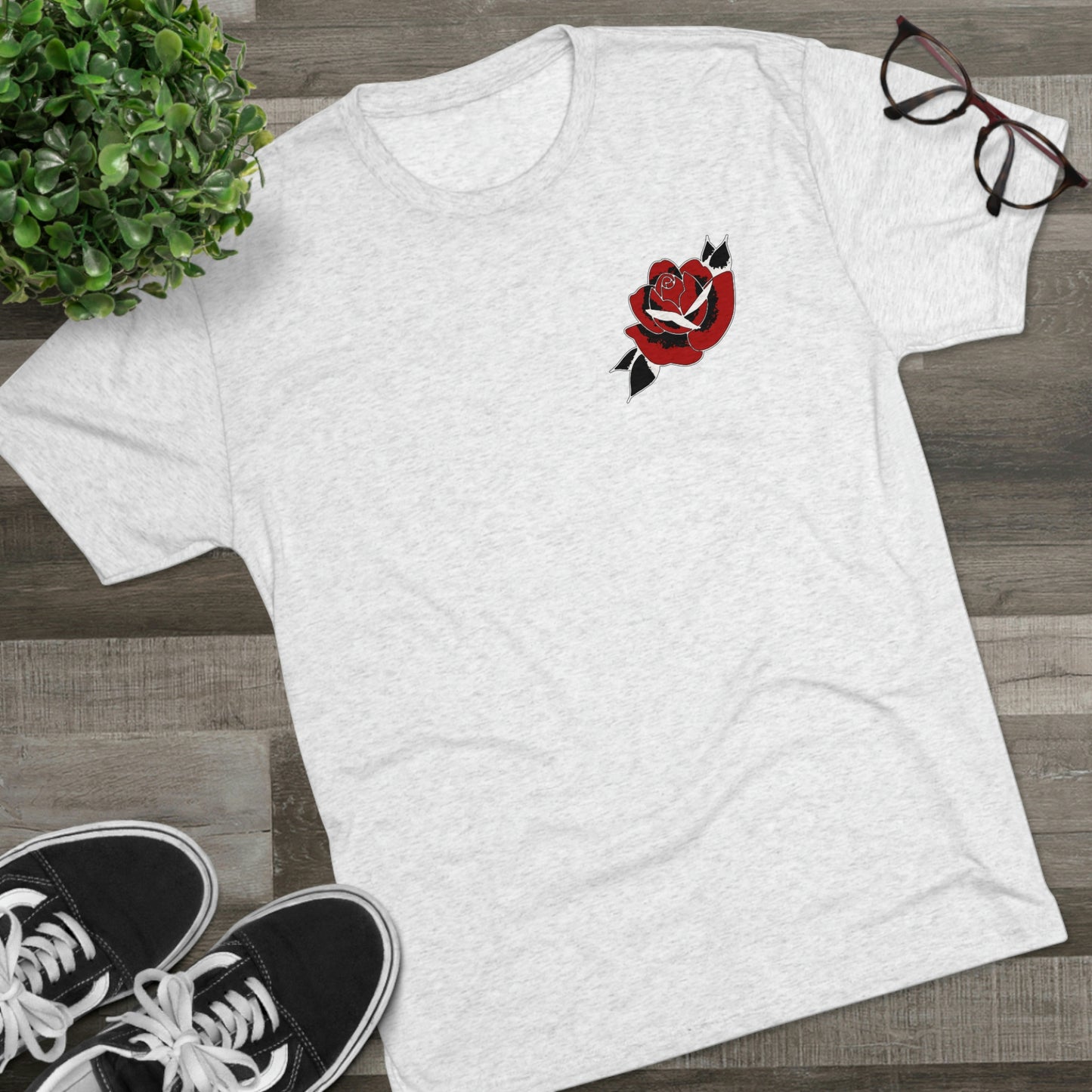 Unisex Tri-Blend Crew Tee | Gypsy's Red Rose Gypsy Lady (by @ryseart)