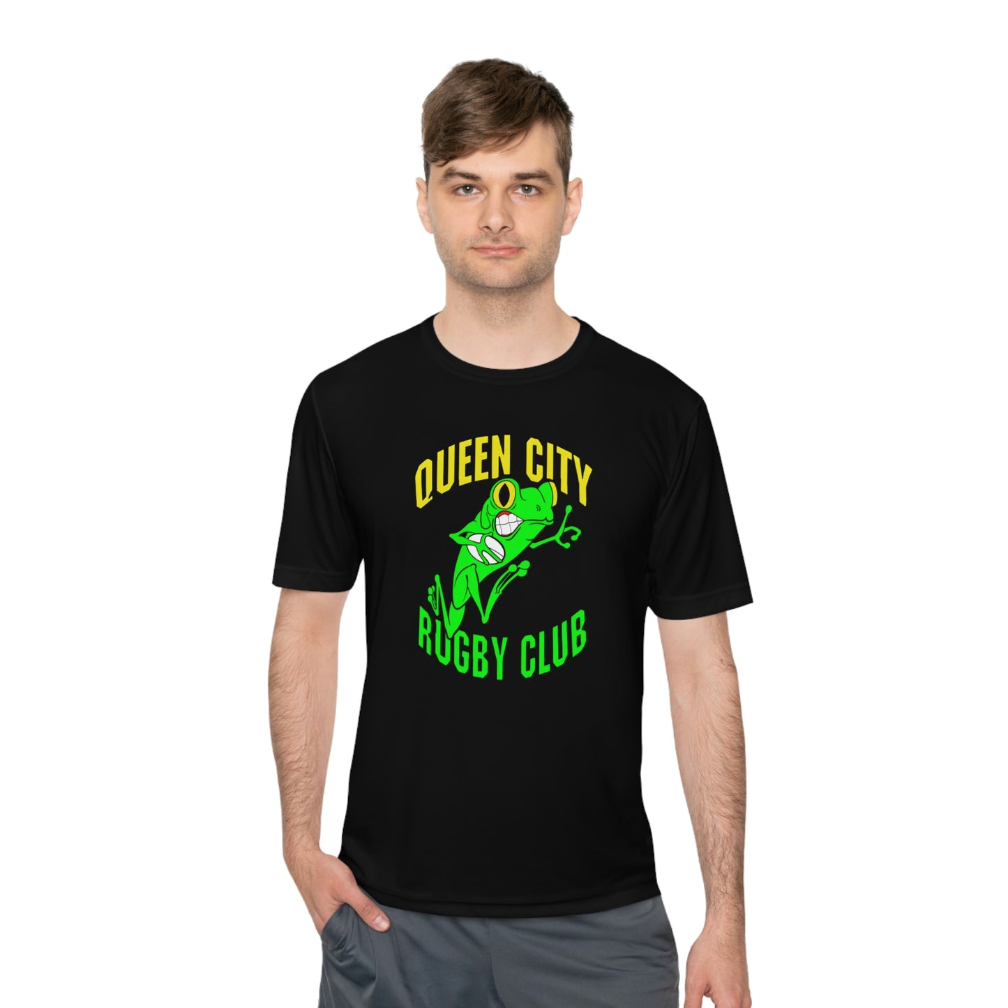 Unisex Moisture Wicking Tee | QCRFC Frogs Logo