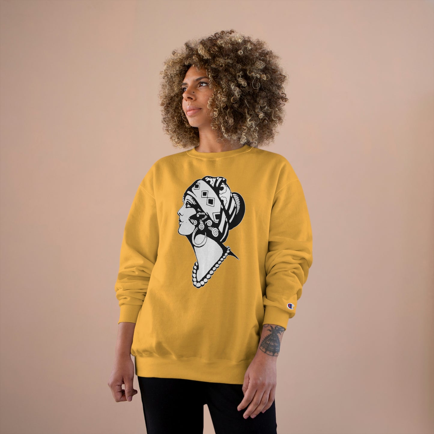 Unisex Champion Crewneck Sweatshirt | Gypsy's Dancing Gypsy Lady (by @tylerabnertattoo)