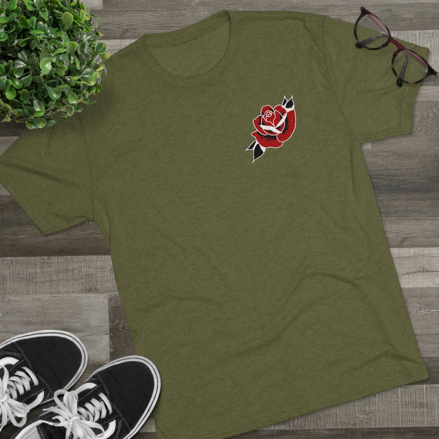Unisex Tri-Blend Crew Tee | Gypsy's Red Rose Gypsy Lady (by @ryseart)