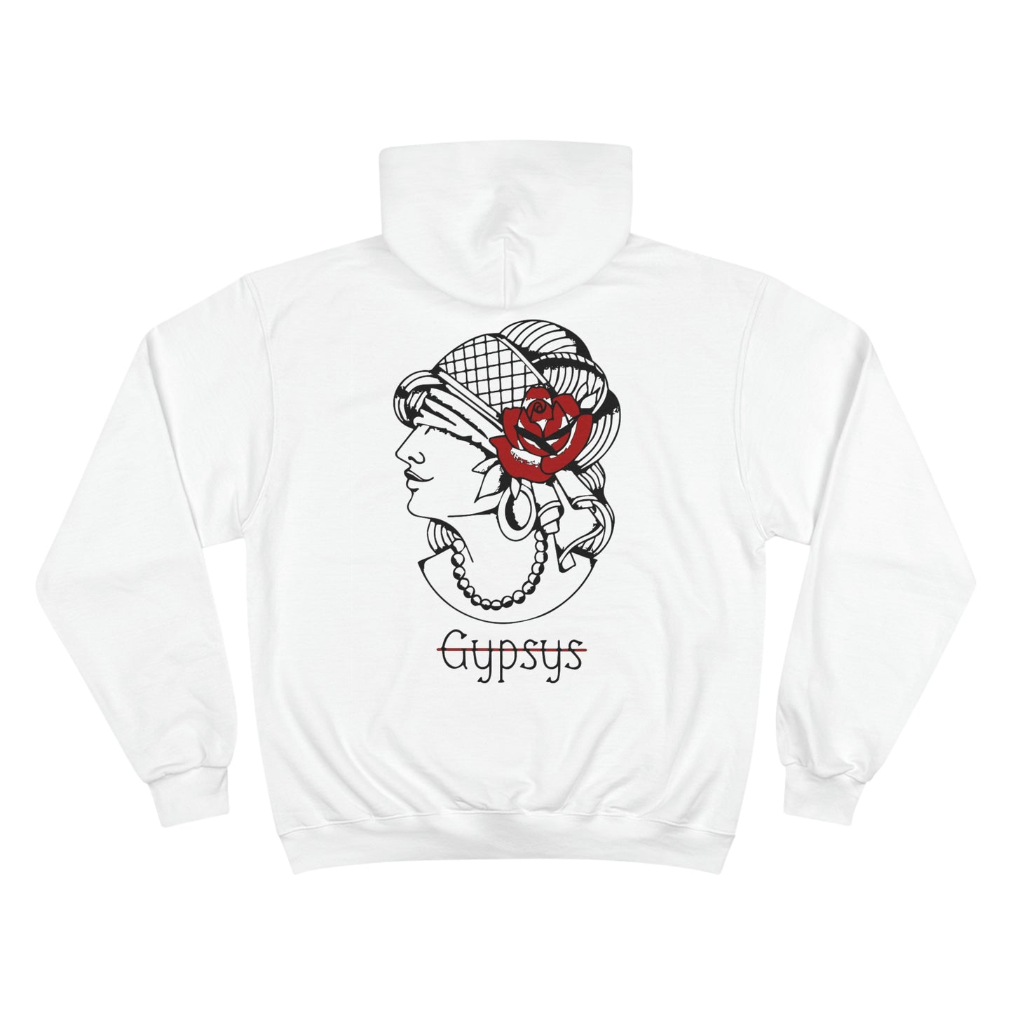 Unisex Champion Hoodie | Gypsy's Red Rose Gypsy Lady (by @ryseart)