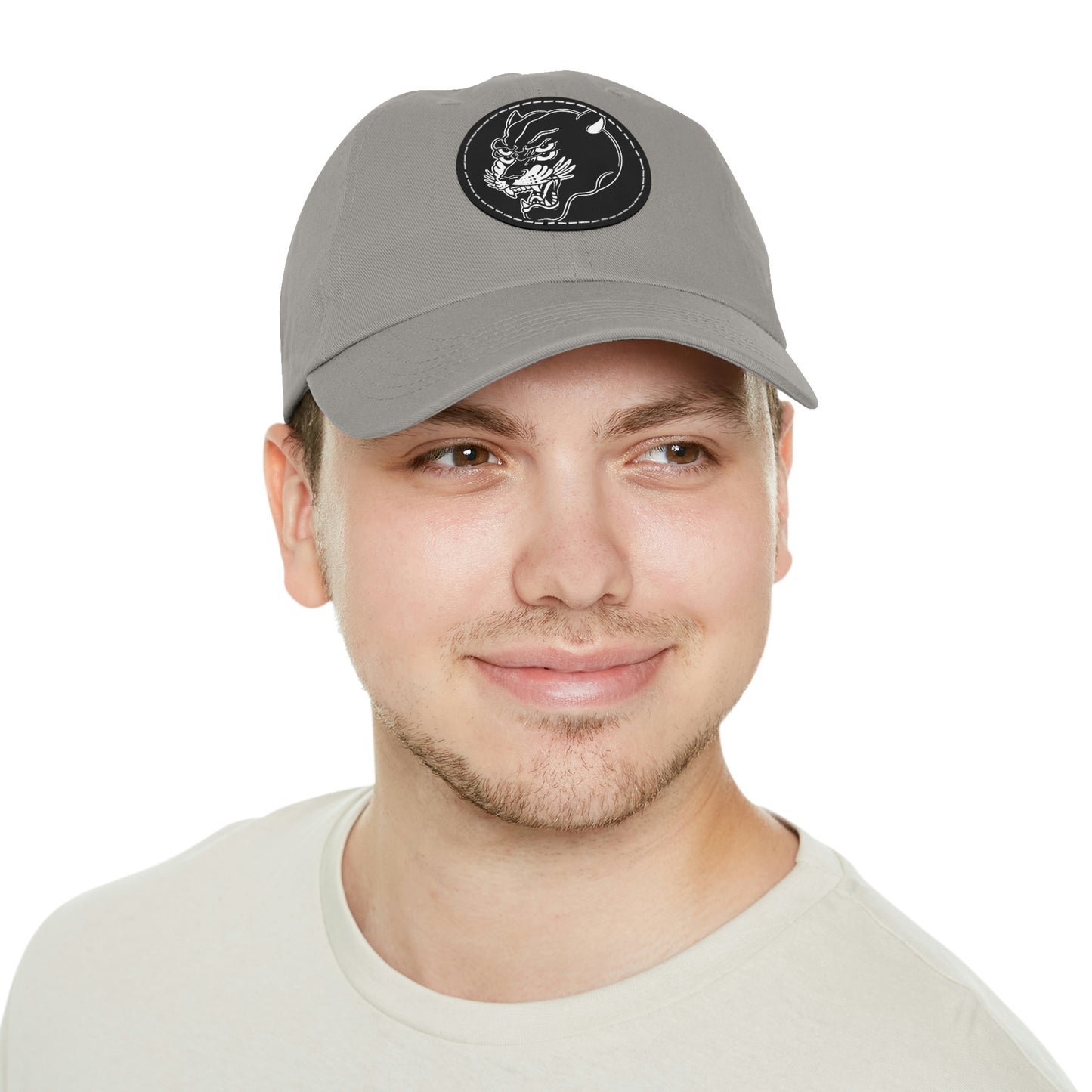 Dad Hat with Leather Round Patch | Mothers Tattoo Double Panther Logo by Brendan Houston (IG: @ohbhave)