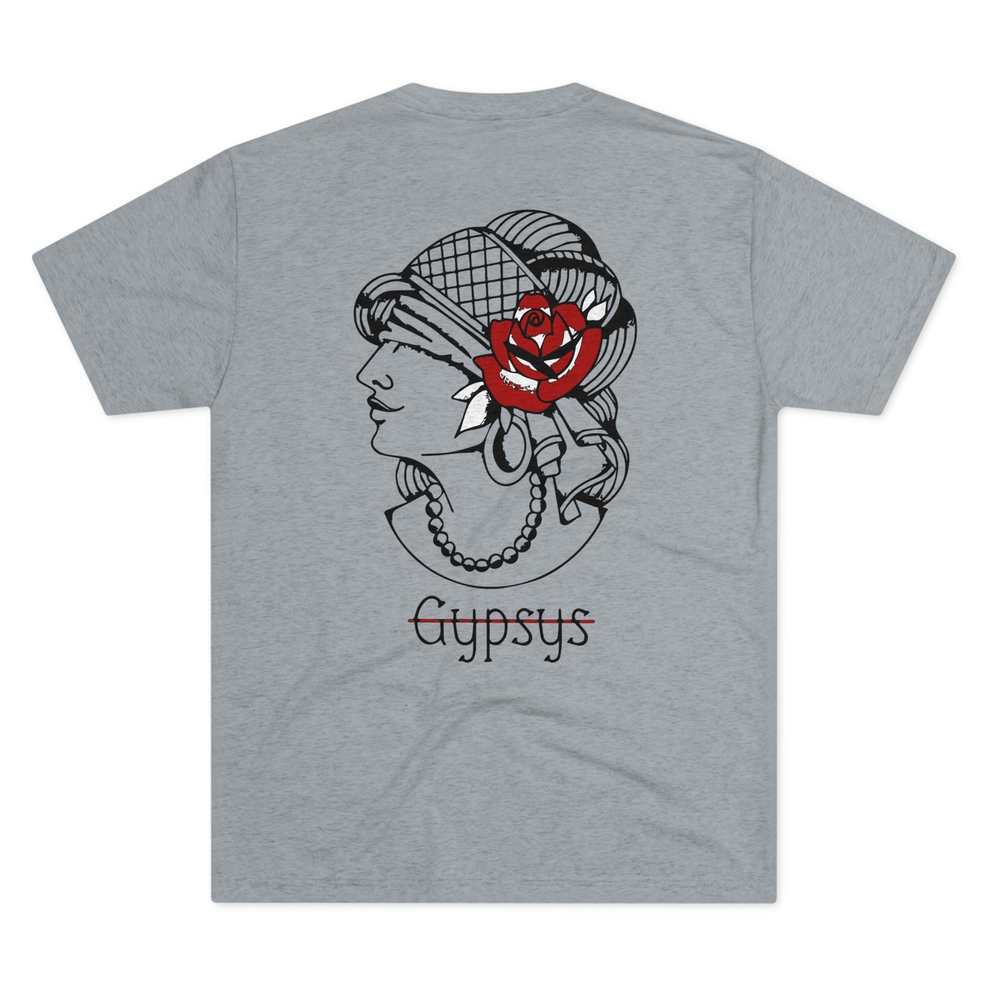 Unisex Tri-Blend Crew Tee | Gypsy's Red Rose Gypsy Lady (by @ryseart)